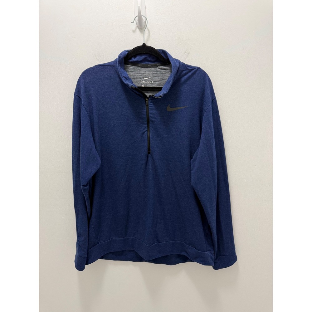 Nike Dri-FIT Mens XL Quarter Zip Pullover Blue Heathered Long Sleeve Top